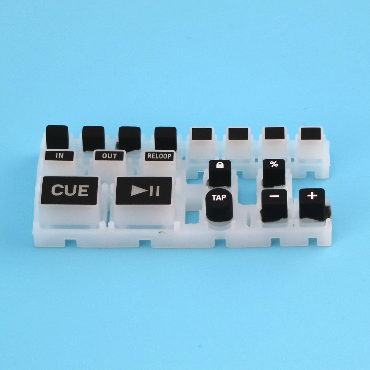 Silicone keypads with backlit effect, with carbon pills